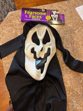 Vintage 1990s Fun World Fearsome Faces #9206 Glow in Dark Ghost Mask Tagged